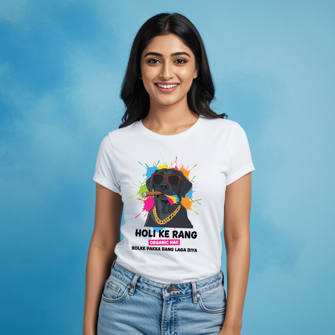 Holi Ke Rang Organic Hai Bolke Pakka Rang Laga Diya T-Shirt for Men ...