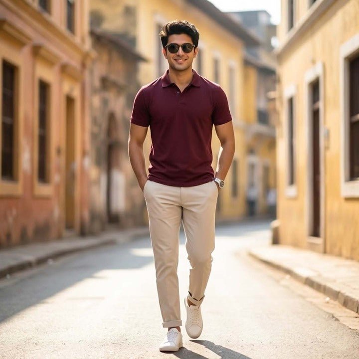 Maroon Collar Polo T-Shirt– Customfy