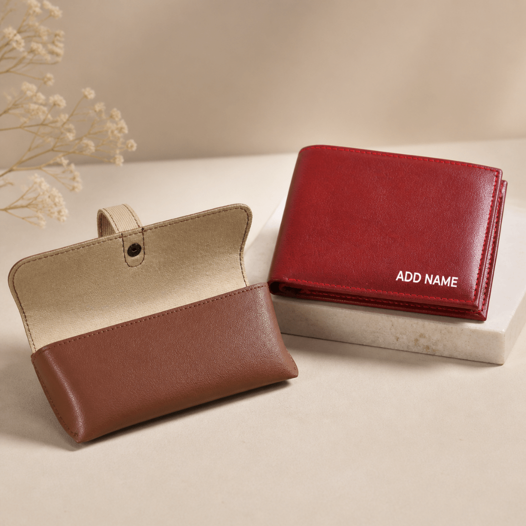 Personalized - Everyday Essentials Red Wallet & Compact Brown Snap Clo ...