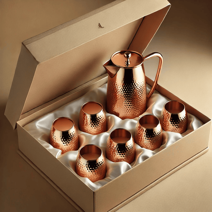 Premium Copper Jug & Glass Gift Set